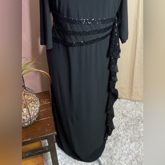 R&M Richards Black 3/4” Sleeve Sequin Dress - Picture 5 of 14